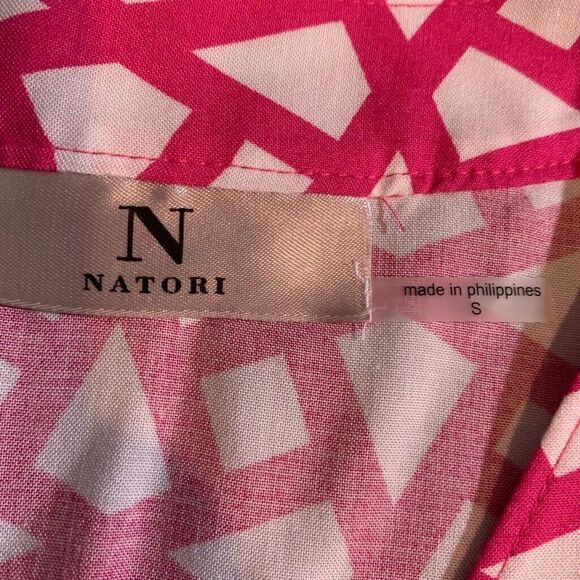 Natori Fuchsia Soho Geo Printed Challis Kaftan Dress Size S New - Picture 6 of 9